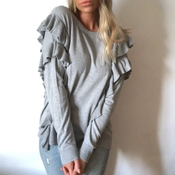 •Michael Kors• pearl heather ruffle sweater - Picture 3 of 6